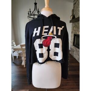 Miami Heat Custom Cropped Hoodie NBA‎ Basketball Ultra Game Black Women's Medium